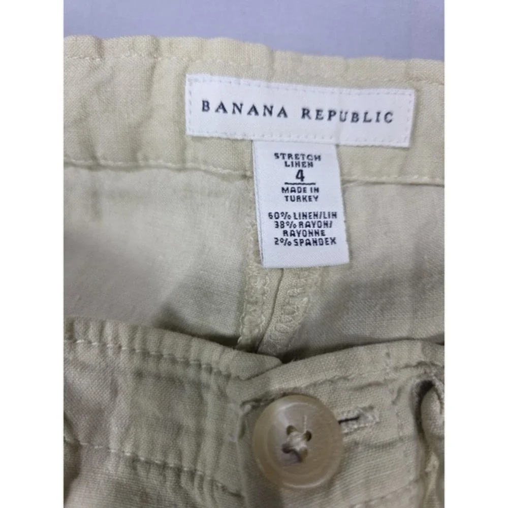 Banana Republic Pants 4 Beige Linen Blend Turkey Roll Up Vintage 2003‎ Y2K Cargo